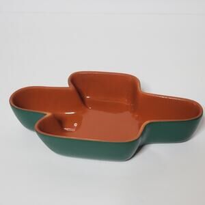 Giftco Art Terra Cotta Red and Green cactus dip or condiment bowl in Great condi
